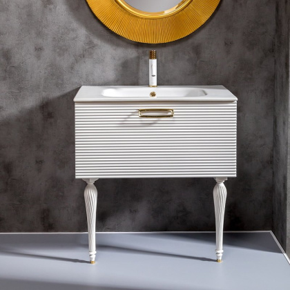 Тумба Linea 80 белая+Золото 842-080-WG Boheme