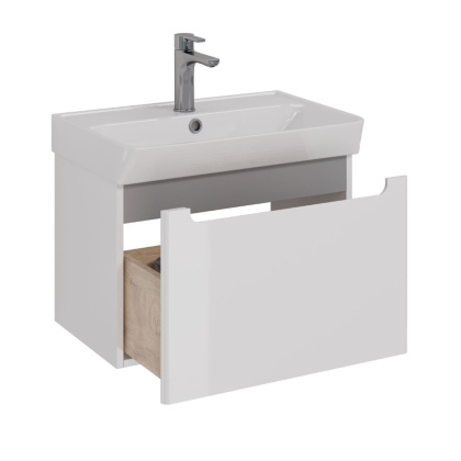 Тумба Lemark BUNO MINI, 60см под 1 раковину, подвесная,1 ящик, цвет корпуса, фасада: Белый глянец Тумба Lemark BUNO MINI, 60см под 1 раковину, подвесная,1 ящик, цвет корпуса, фасада: Белый глянец