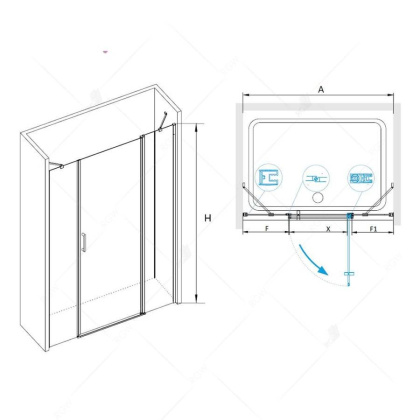 Душевая дверь RGW LE-09, 06120915-11, 150 х 195 см распашная, стекло прозрачное, хром