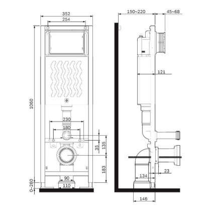 I012711 ErgoFit узкая инсталляция для подвесного унитаза