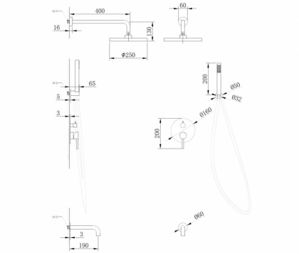 Душевая система ABBER Wasser Kreis AF8117 скрытого монтажа с изливом, хром