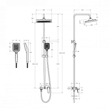 Душевая стойка со смесителем и изливом CEZARES LINER-CVD-01 Душевая стойка со смесителем и изливом CEZARES LINER-CVD-01