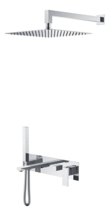 Смеситель встроенный + верхний+ ручной душ Qubic Chrome Смеситель встроенный + верхний+ ручной душ Qubic Chrome