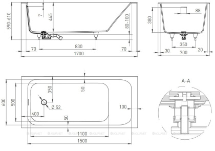 Ванна из искусственного камня ORLANDO_KIT 170х70,102111M