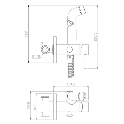 Смеситель встраиваемый с гигиеническим душем BALEAR, арт. 13142BL 