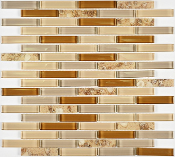 Мозаика стеклянная с камнем Shell Glass (чип 8*15*73) 300*300(11шт.-0.99м2), м2