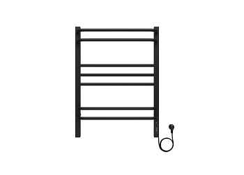 Полотенцесушитель электрический Aquatek (Акватек) Бетта П7 500х700 мм, черный муар, подключение скрытое к сети электропитания / электропровод с вилкой, с терморегулятором и таймером quick touch, нержавеющая сталь AISI 201, гарантия 5 лет