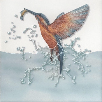 Декор VT\A473\5009 Чудо-озеро 6 белый, голубой (20см*20см*6,9мм) (10шт/0,4м2) Птица, шт.