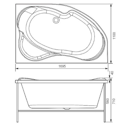 Акриловая ванна Aquanet Capri 170x110 L