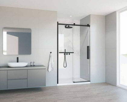 Душевая дверь Como Soft VDS-1CS130CLB, 1300, черный, стекло прозрачное