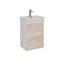 Тумба Lemark COMBI 50см под 1 раковину, подвесная/напольная, 2 ящика, цвет фасада: Дуб кантри, цвет корпуса: Белый глянец