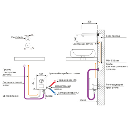 Смеситель Timo Saona 2373/00SM сенсорный для раковины скрытого монтажа, хром