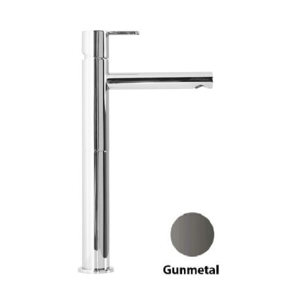 LEAF-LC1-L-GM Смеситель для накладной раковины однорычажный, с донным клапаном, исполнение Gunmetal PVD