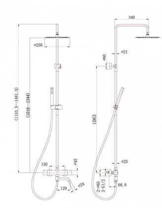 ETNA Душевая стойка с с термостатическим смесителем и изливом, сатин ETN-VSCM-T-IN ETNA Душевая стойка с с термостатическим смесителем и изливом, сатин ETN-VSCM-T-IN