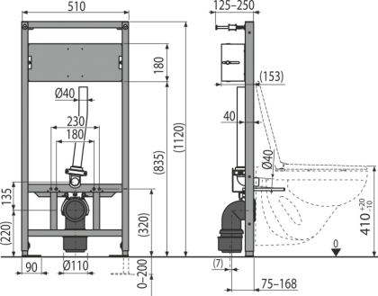 Монтажная рама для подвесного унитаза и сенсорного устройства