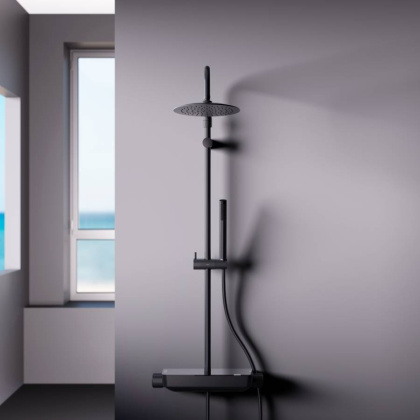 936780300 Scandinavian Pure душевая система с душевым смесителем-полкой, чёрный