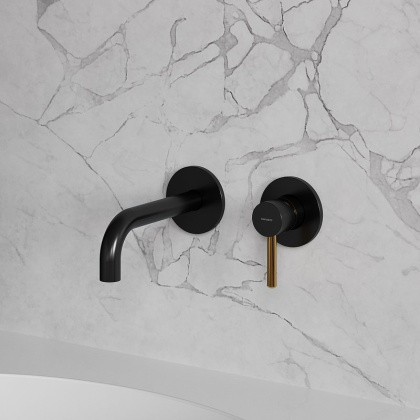 Смеситель для умывальника скрытого монтажа OMNIRES Y Y1215HBLGL (черный/золото)