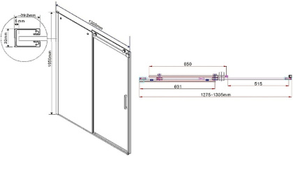 Душевая дверь Como VPS-1C130CLB, 1300, черный матовый, стекло прозрачное