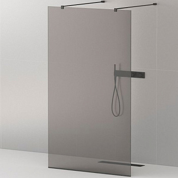 LIBERTA-L-2-90-120-GR-NERO Душевая перегородка с возможностью двустороннего входа, стекло графит, профиль чёрный, 900x1200x1950 мм