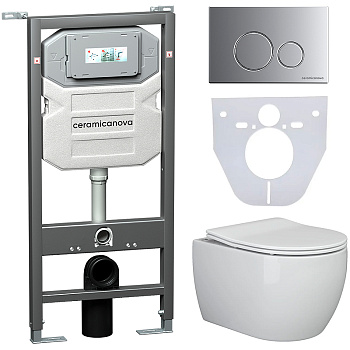 Сет 4 в 1 Инсталляция с кнопкой+унитаз+шумоизоляция