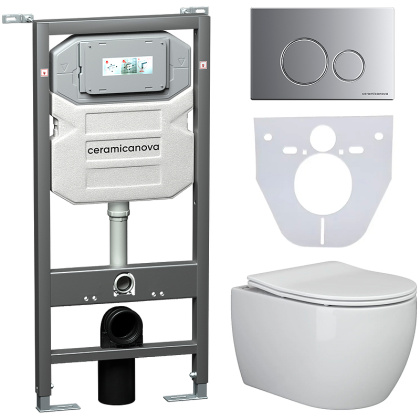 Сет 4 в 1 Инсталляция с кнопкой+унитаз+шумоизоляция