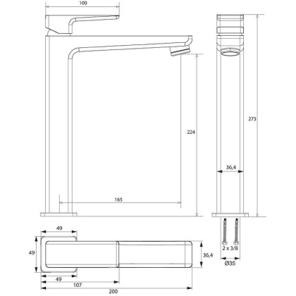 Смеситель для умывальника с донным клапаном OMNIRES PARMA PM7412_1IN (инокс)