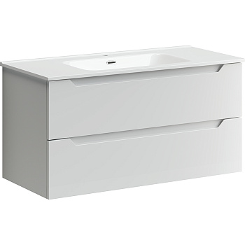 Тумба подвесная SANCOS Norma 2.0 990х450х500, c двумя ящиками оснащенными доводчиками, белый глянец , арт. NR2.100W