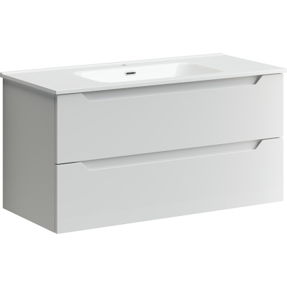 Тумба подвесная SANCOS Norma 2.0 990х450х500, c двумя ящиками оснащенными доводчиками, белый глянец , арт. NR2.100W