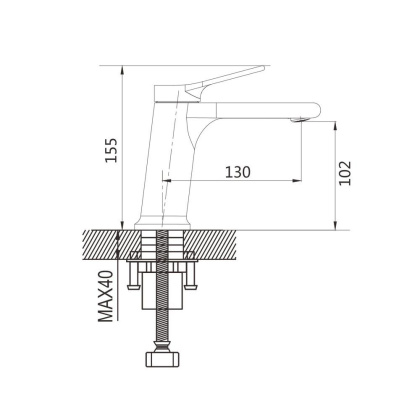 Смеситель для раковины латунь, оружейная сталь S8301T