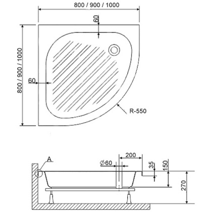 Акриловый поддон для душа RGW Acrylic BP/CL-S-A 90x90 16180499-51-A Белый