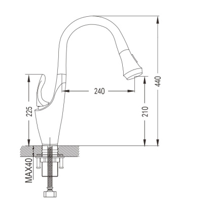 Смеситель для кухни, латунь R123H