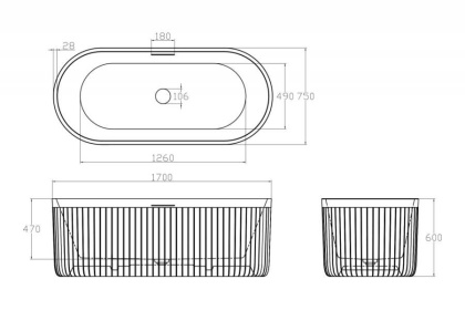 Ванна из литьевого мрамора Abber Stuttgart 170х75 AM9925