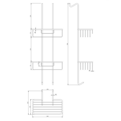 Полка-корзинка для душа двойная 26 см OMNIRES UN3530CR (хром) Полка-корзинка для душа двойная 26 см OMNIRES UN3530CR (хром)