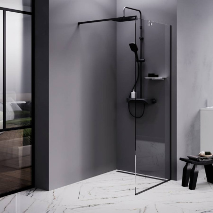 W84WI-80-F1-BTE Душевая перегородка Func 80x200, стекло прозр. 8 мм + покрытие, профиль черный