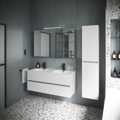 Тумба подвесная SANCOS Urban 1190х450х550, c двумя ящиками оснащенными доводчиками, белый глянец , арт. UR120-2W