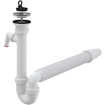 Сифон трубчатый с нержавеющей peшeткой DN70, со штуцером и гофрой Сифон трубчатый с нержавеющей peшeткой DN70, со штуцером и гофрой