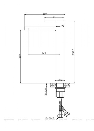Agger Great A2812144 Однозахватный смеситель для раковины высокий, черный