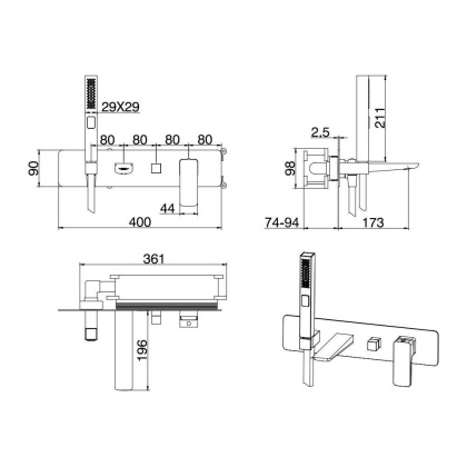 Смеситель для ванны с душем Allen Brau Infinity 5.21007-31 (с внутренней частью) черный матовый