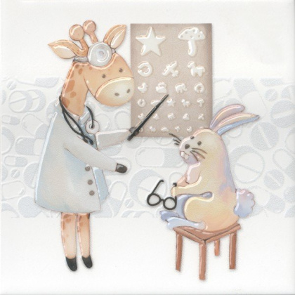 Декор VT\A504\5009 Айболит 4 белый,бежевый 20см*20см*6,9мм (1уп/10шт)фауна, шт