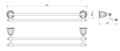 Полотенцедержатель двойной RUSH Socotra, 69х13х9 см, хром, ST12532