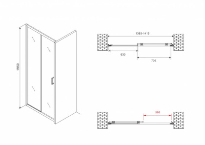 Душевая дверь ABBER Schwarzer Diamant AG30140B