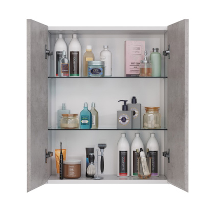 Шкаф Lemark COMBI 60см подвесной, 2-х дверный, цвет фасада: Бетон, цвет корпуса: Белый глянец Шкаф Lemark COMBI 60см подвесной, 2-х дверный, цвет фасада: Бетон, цвет корпуса: Белый глянец