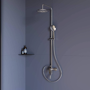 Душевая стойка RGW SP-25 Хром Головной душ/Смеситель (Ручной душ.Шланг 1,5 м.) Душевая стойка RGW SP-25 Хром Головной душ/Смеситель (Ручной душ.Шланг 1,5 м.)
