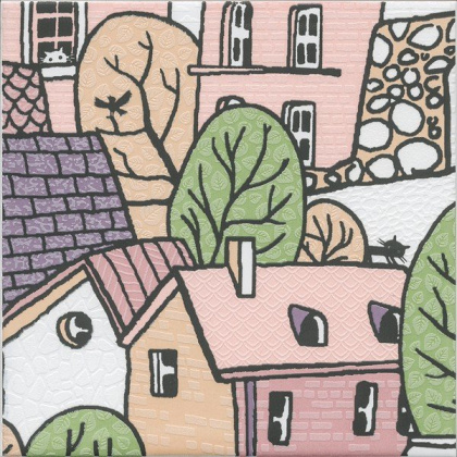 Декор 4 OS\A227\5009 Городок Белый (20см*20см*6,9мм) (10шт/0,4м2) , шт