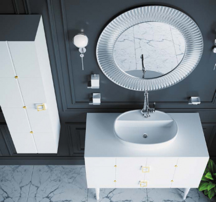 Пенал Piazza белый+золото без ножек_Комплект 844-WG Boheme Пенал Piazza белый+золото без ножек_Комплект 844-WG Boheme