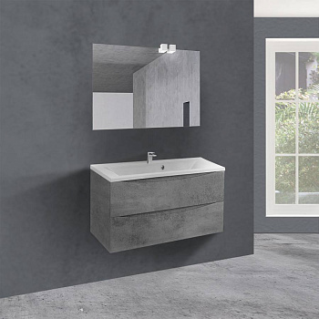 База под раковину Mia 900 подвесная, 2 выкатных ящика soft close, Beton