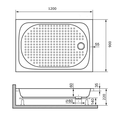 Душевой поддон RGW Lux/TN 90 x 120 см прямоугольный, акриловый, белый, 16180292-21