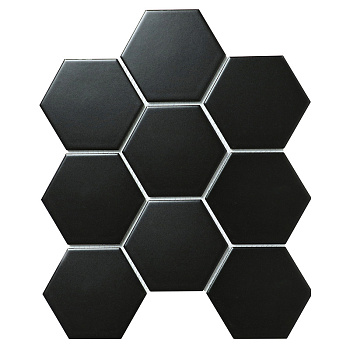 Керамическая мозаика, Hexagon Big Black Matt 95x110, Geometry