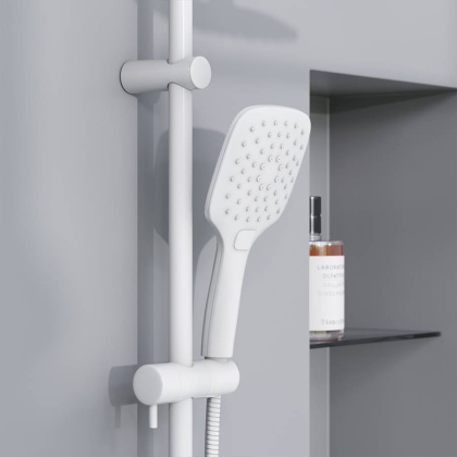 931000200 Eclipse, душ. система: верхний душ 220мм, ручн.душ 3 ф-ии 120 мм, штанга 1010 мм, Белый 931000200 Eclipse, душ. система: верхний душ 220мм, ручн.душ 3 ф-ии 120 мм, штанга 1010 мм, Белый