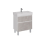 Тумба Lemark COMBI 80см под 1 раковину, подвесная/напольная, 2 ящика, цвет фасада: Бетон, цвет корпуса: Белый глянец